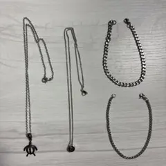 シルバー チェーンネックレス ブレスレット4点セット
