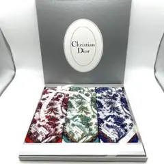 Christian Dior ハンカチ3枚セット ペイズリー柄 箱入り