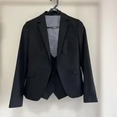【売り切り】SUITSELECT黒 ストライプ パンツスーツスリーピース9号