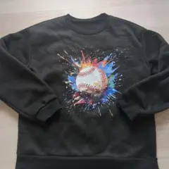 SHEIN　野球ボールデザインのトレーナー　黒