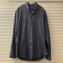 【美品】ラルフローレン ネイビー スリムフィット ボタンダウンシャツ Mサイズ
