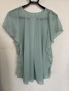 レディース 半袖 シフォンブラウス ペールグリーンのサムネイル