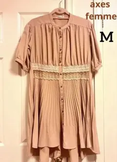 アクシーズ　ベージュ　ワンピース　M