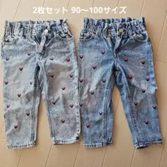 は*し様 【GAP】双子 2枚セット 90サイズ ミニー 刺繍 デニム ジーパン