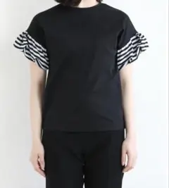 ［お取引中］ボーダーズアットバルコニー　ジャガードパフスリーブTシャツ ボーダーズアットバルコニー ジャガード パフ Tシャツ - メルカリ