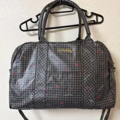 【新品】ハローキティ　ボストンバッグ　ブロックチェック　ショルダー付き　2018