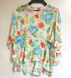 ZARA 花柄シフォンブラウス(クロップド丈)