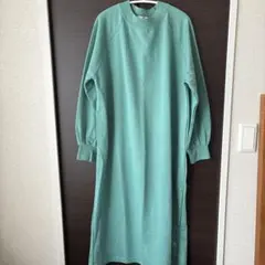 【新品】Samansa Mos2 blueミニ裏毛脇ボタンワンピース（グリーン）