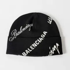 BALENCIAGA ニット帽 S ブラック×ホワイト ロゴ総柄 ビーニー 楽天市場】balenciaga ニット帽の通販