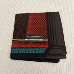 ミスタージュンコ ハンカチ ブラウン レッド 総柄 シール付き