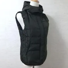 コムサイズム 異素材 2way フード付き ダウン ベスト カーキ