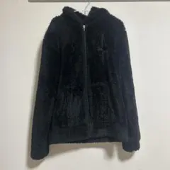 Champion ブラック フリースジャケット フード付き