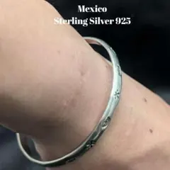 メキシコ製 シルバー925 バングル ムーン＆スターズ刻印19.2g 直径7cm
