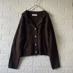BONLECILL ボンルシール　ラペルカラー ブラウンニットカーディガン F