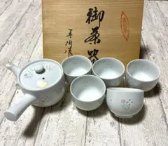 新品☆有田焼 ホタル焼き 菊峰窯 茶器セット　花柄　陶器 木箱付き