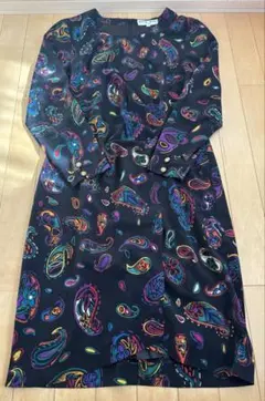 HANAE MORI ワンピース 長袖 ペイズリー柄 レトロ ビンテージ