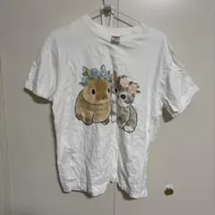 mofusand もふさんど　うさぎと猫 Tシャツ ホワイト Mのサムネイル
