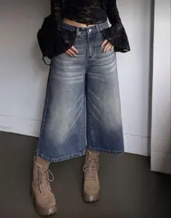 ハーフパンツ 古着SHEIN dazy デニム ワイドレッグパンツ ストリート