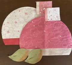 (麻小物)桜ちらし半月ランチョンマット➕コースター