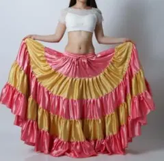 【新品未使用】光沢サテン　ジプシースカート　ピンク　ゴールド　ダンス 2025年最新】ジプシースカート ベリーダンスの人気アイテム - メルカリ