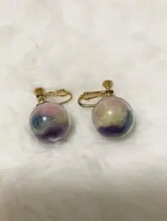 ハンドメイドマルチカラー 球体デザイン イヤリング