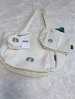 Starbucks スターバックストートバッグ ホワイト・バックインバックポーチ