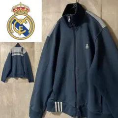 adidasアディダスレアルマドリードトラックジャケットジャージ紺ネイビー90s
