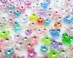 No.6449　キラキラビーズ　MIXカラー　３種　３０個セット　蝶・星・花