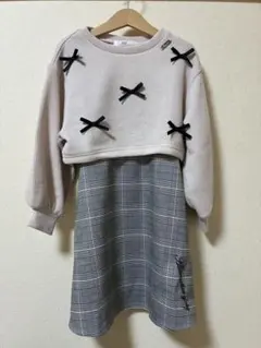 スウェットチェック柄ワンピース