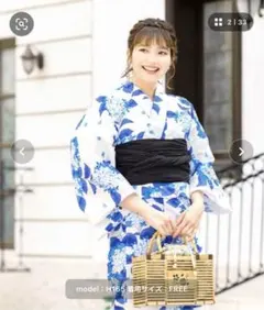 美品　浴衣3点セット　浴衣＋帯＋下駄のサムネイル