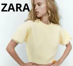 格安　ZARA イエロー 半袖 ニット バルーンスリーブ