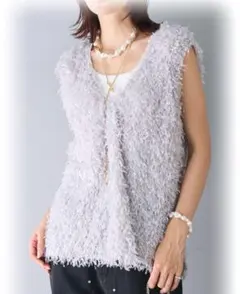 Frene フラーネベスト！ フリンジシャギーVネックトップス 新品未使用