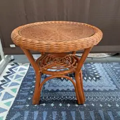 昭和レトロ✨ラタン ガラステーブル 籐 　座卓　円卓　ヴィンテージ おしゃれ 昭和レトロ ラタン ガラステーブル 籐 円卓 座卓 ヴィンテージ