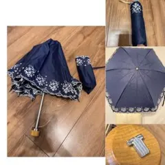 LANVIN collection 晴雨兼用日傘　ラメ×フラワー刺繍　折り畳み傘