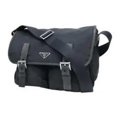 美品 PRADA プラダ メッセンジャーバッグ 三角ロゴ 白タグ ブラック