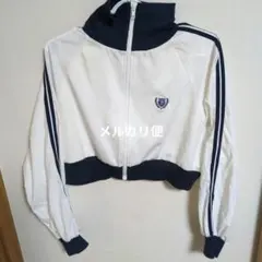 配色ロゴ刺繍ショート丈トラックジャケット　GRLジャケット ホワイト/ネイビーL