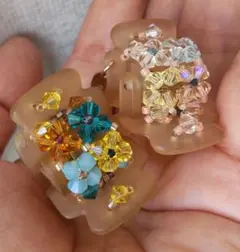値下げ中！complex biz ピンク花と宝石 ヘアクリップ大小2個セット