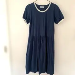BEAMS BOY ブルーがかったネイビー 半袖 ワンピース