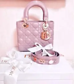 ★美品★LADY DIORスモールカナージュラムスキン完売ピオニーピンクパープル