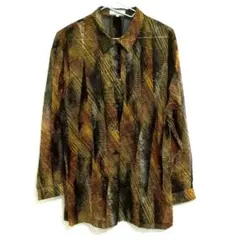 Lailian コットン100% シースルーブラウス 総柄 日本製 9号