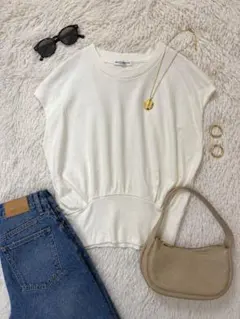 極美品☆ビューティ&ユース 半袖カットソー白Free