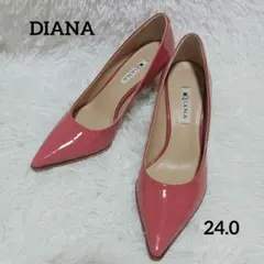 美品　DIANA　ダイアナ　ポインテッドトゥパンプス　ヒール　エナメル　ピンクのサムネイル