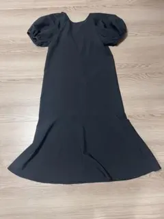 フォクシーニューヨーク ギャザー ストレッチ ワンピース ロゴ刺繍 42 黒 フォクシーニューヨーク ギャザー ストレッチ ワンピース ロゴ刺繍 42