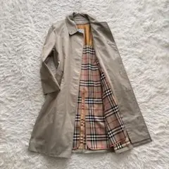 バーバリー　ステンカラーコート　ロング　裏ノバチェック　白タグ　玉蟲色　S バーバリー ステンカラーコート ロング 裏ノバチェック 白タグ