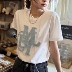 【mily bilet】デニムフリンジワッペン使いTシャツのサムネイル