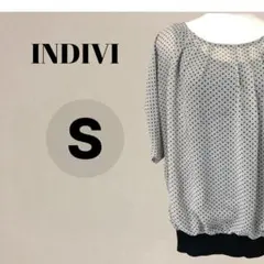 インディヴィ INDIVI インナー一体型 ドット柄ドルマンブラウス 36 S