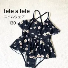 tete a tete スイムウェア 120 フラワープリント ネイビー 水着