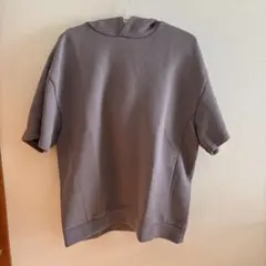 グレー フード付きショートスリーブパーカー GU