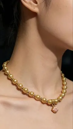 手作りのパールネックレス全長38cm〜45cm