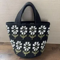 ハンドメイド　かぎ編み　デイジーのハンドバッグ　③